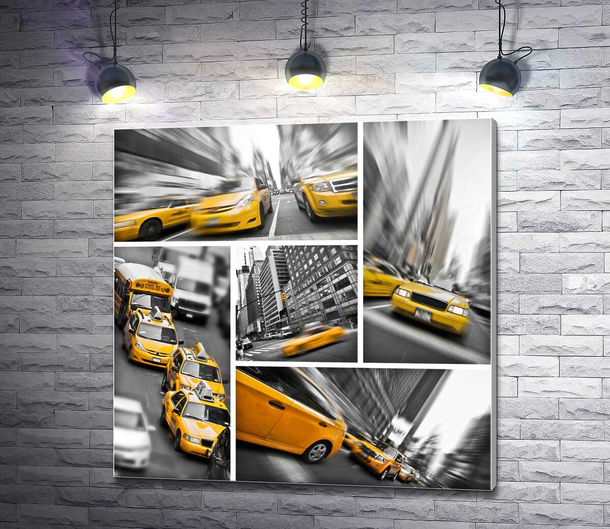 картина Жовті таксі в дорозі