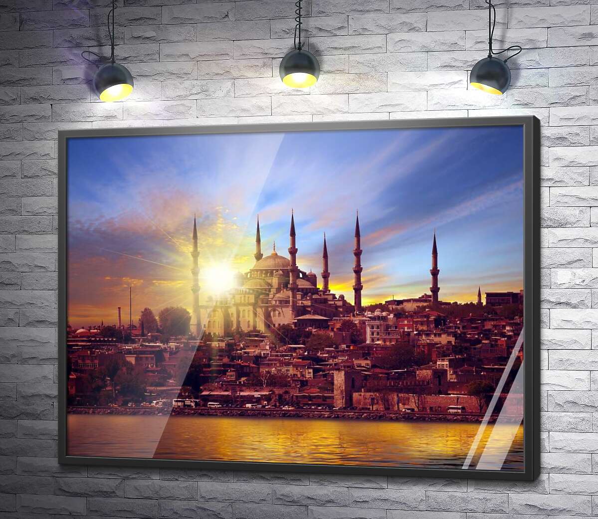 постер Невероятный рассвет над Голубой мечетью в Стамбуле