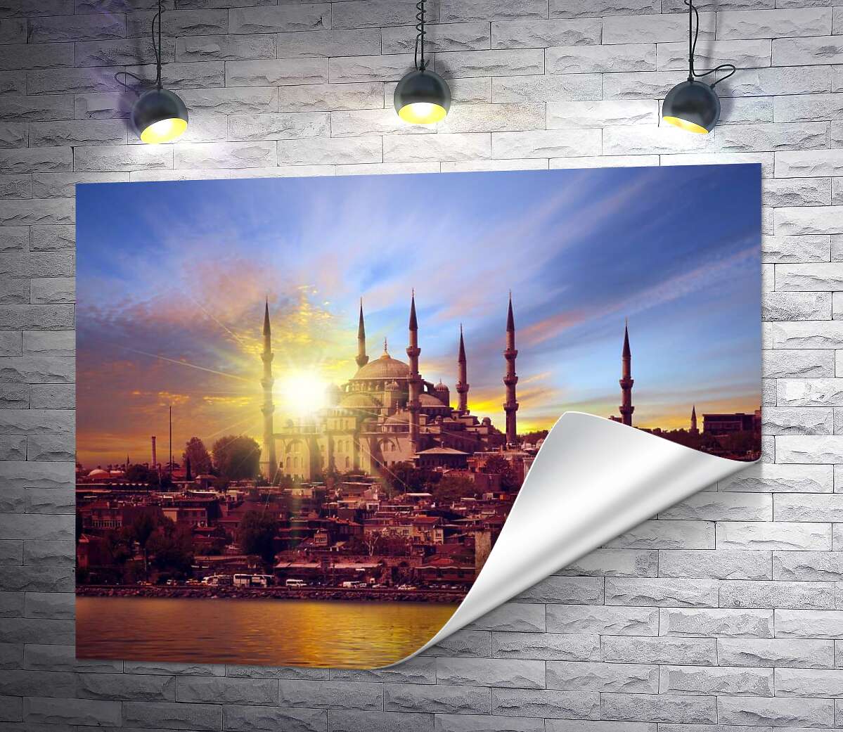 друк Неймовірний світанок над Блакитною мечеттю в Стамбулі
