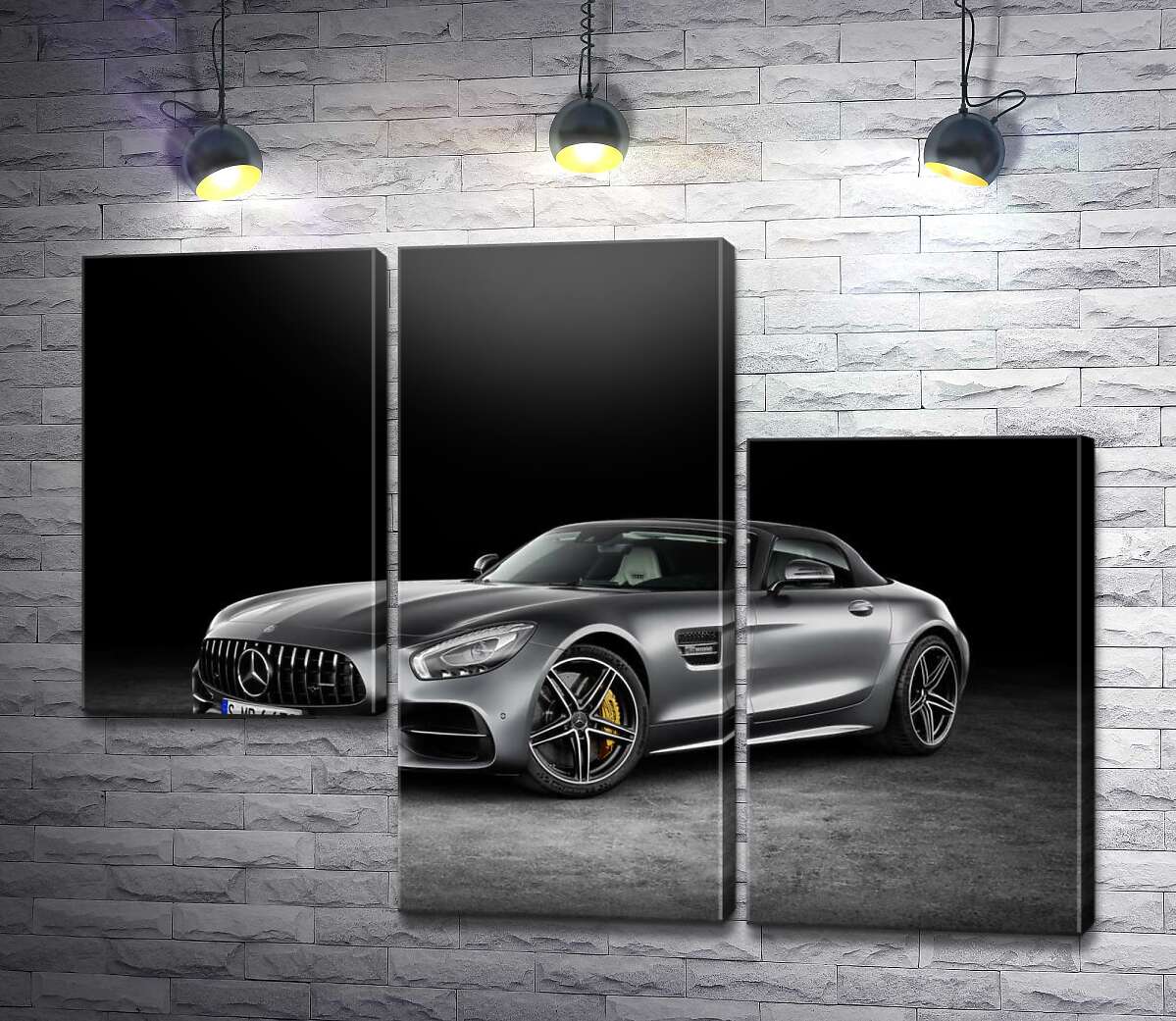 модульная картина Серебристый автомобиль Mercedes-Benz GT (Модуль №13)