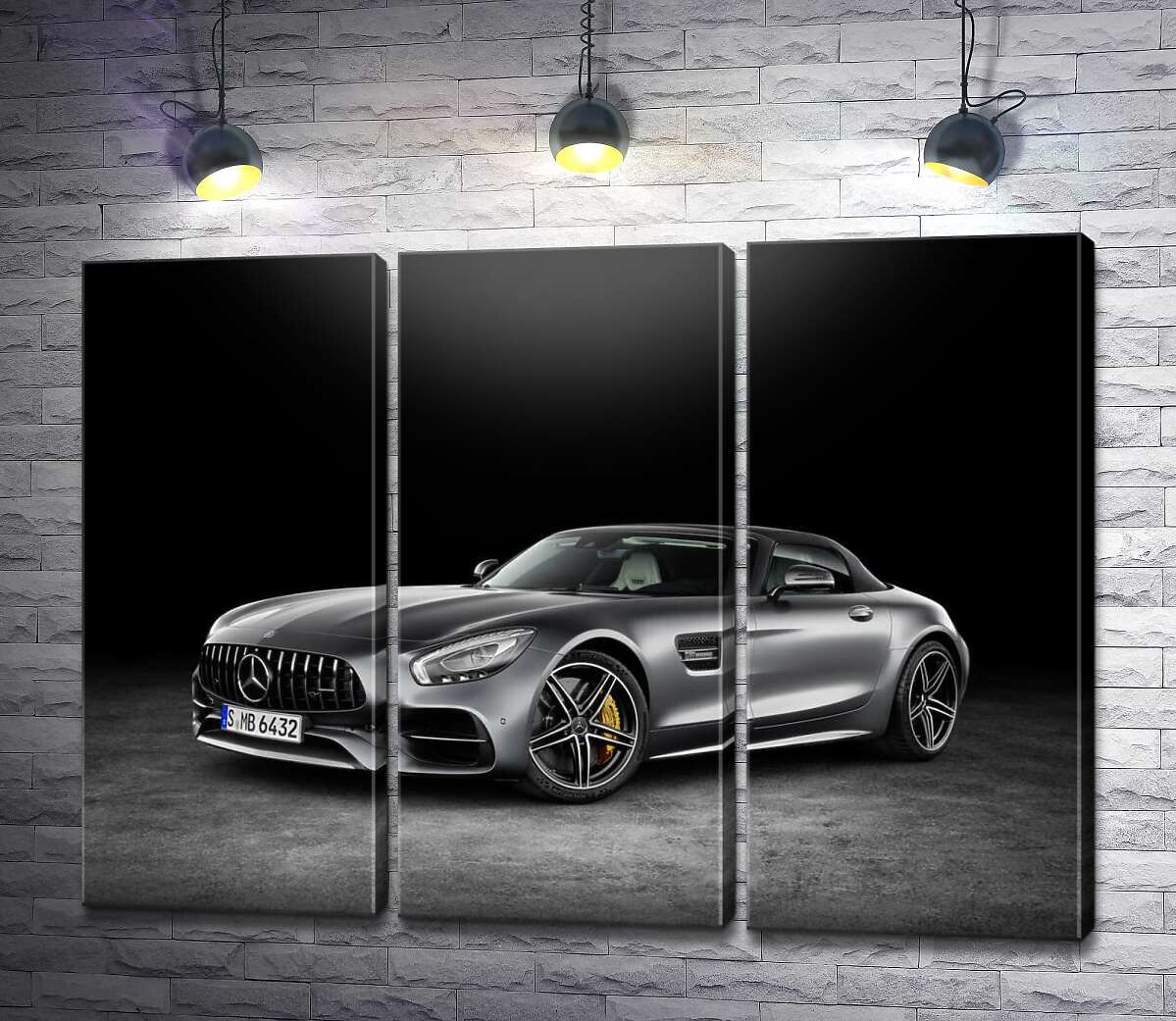 модульная картина Серебристый автомобиль Mercedes-Benz GT (Модуль №2)
