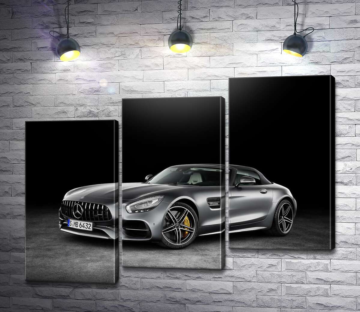 модульная картина Серебристый автомобиль Mercedes-Benz GT (Модуль №14)