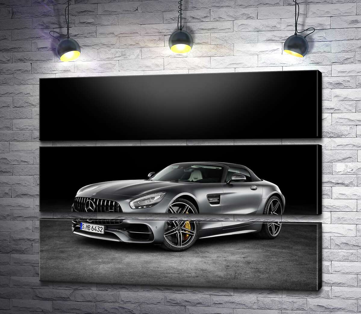 модульная картина Серебристый автомобиль Mercedes-Benz GT (Модуль №15)