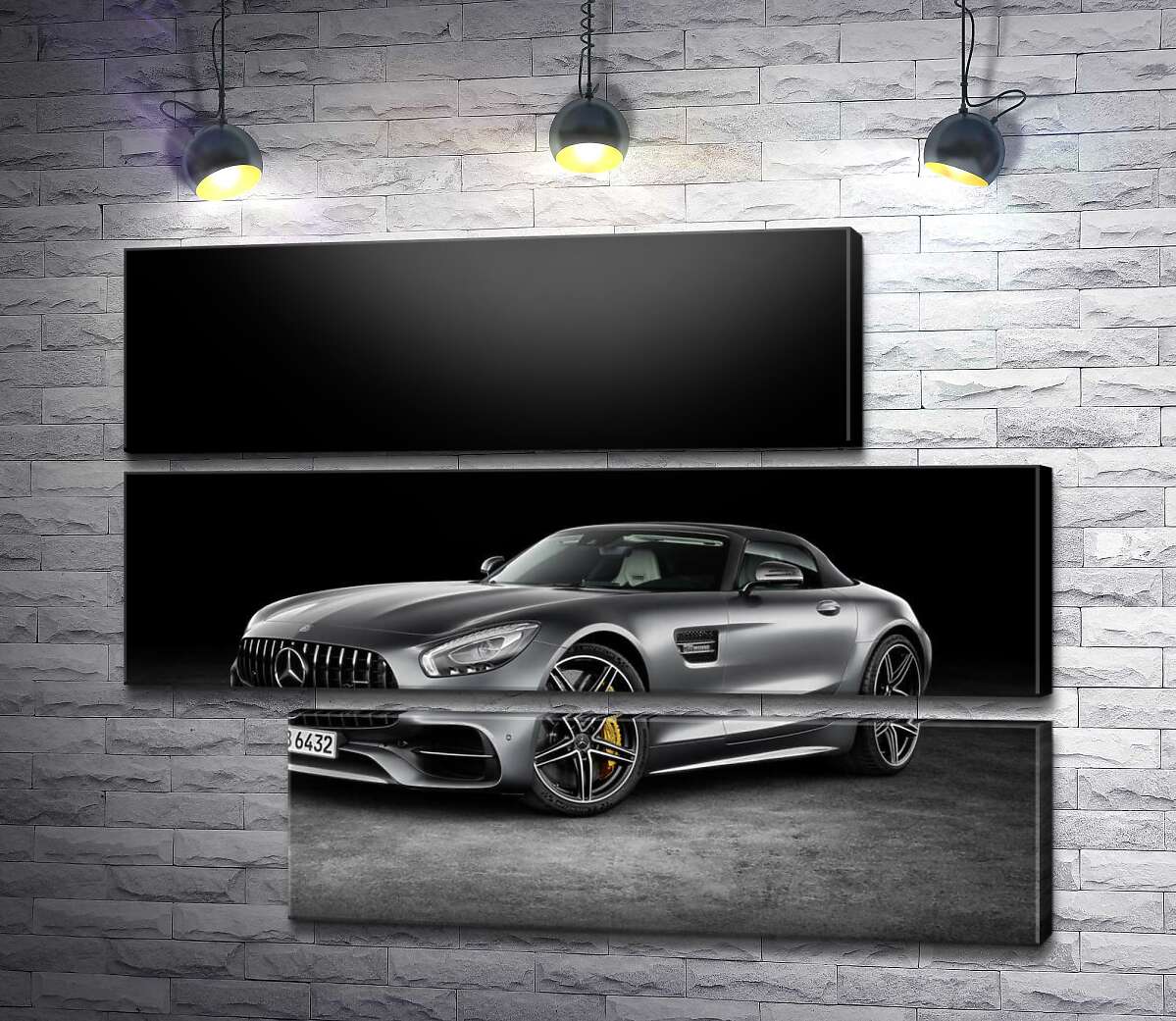 модульна картина Сріблястий автомобіль Mercedes-Benz GT (Модуль №16)