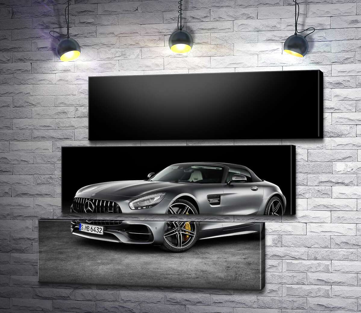 модульная картина Серебристый автомобиль Mercedes-Benz GT (Модуль №17)
