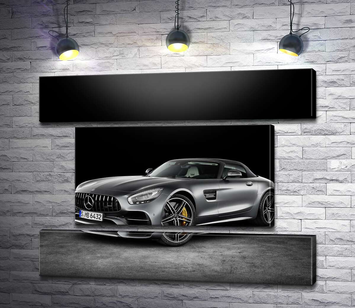 модульна картина Сріблястий автомобіль Mercedes-Benz GT (Модуль №18)