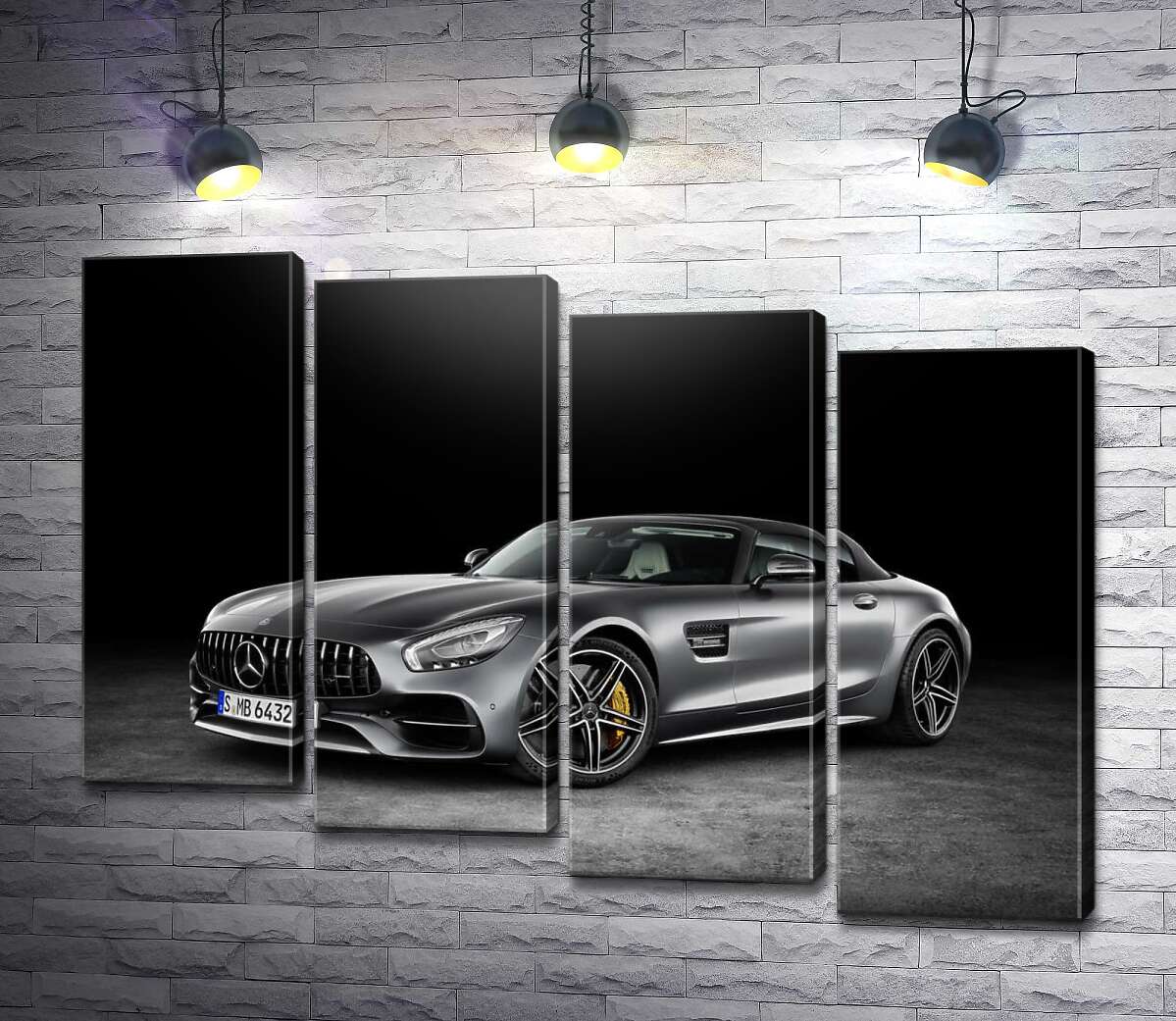 модульна картина Сріблястий автомобіль Mercedes-Benz GT (Модуль №19)