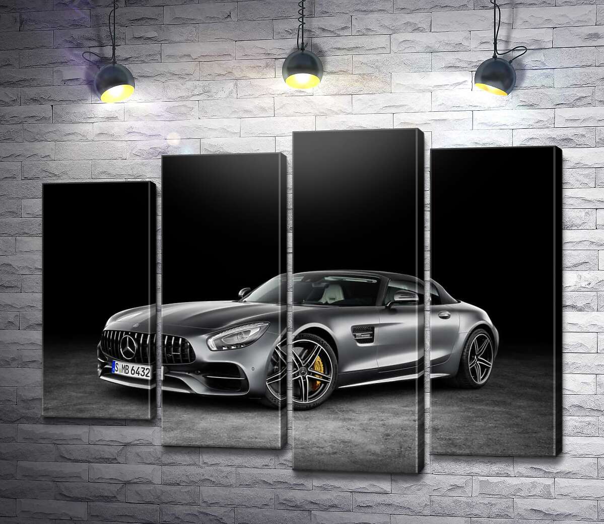 модульна картина Сріблястий автомобіль Mercedes-Benz GT (Модуль №3)