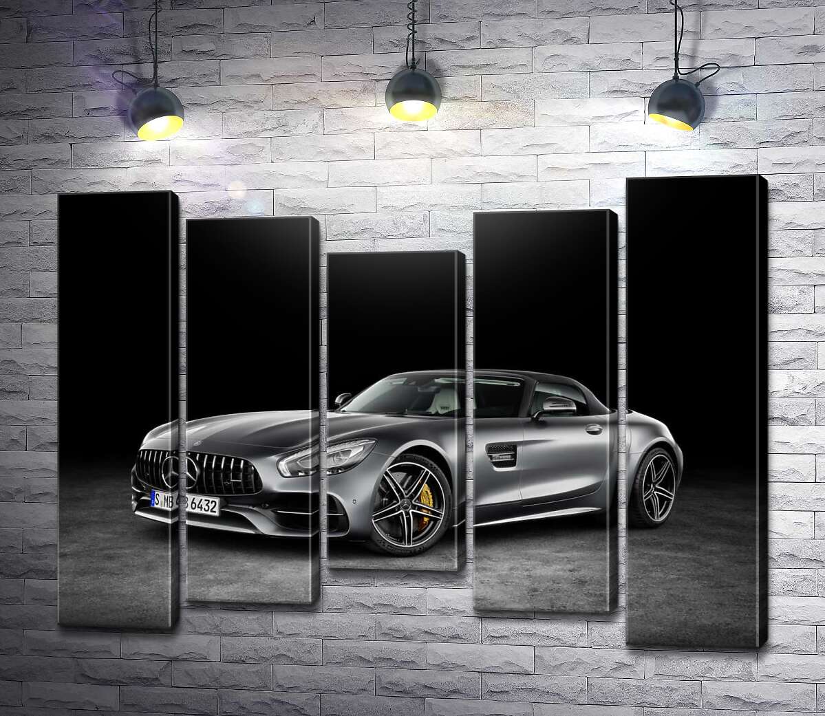 модульная картина Серебристый автомобиль Mercedes-Benz GT (Модуль №27)