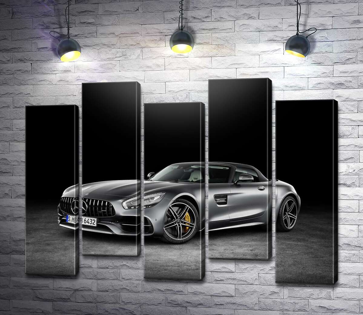 модульная картина Серебристый автомобиль Mercedes-Benz GT (Модуль №30)