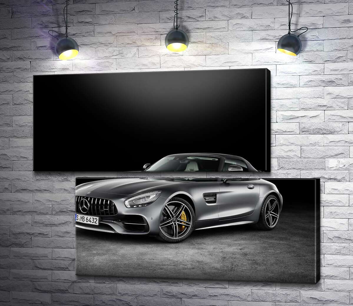 модульная картина Серебристый автомобиль Mercedes-Benz GT (Модуль №8)