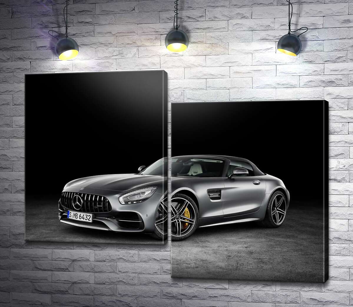 модульная картина Серебристый автомобиль Mercedes-Benz GT (Модуль №9)