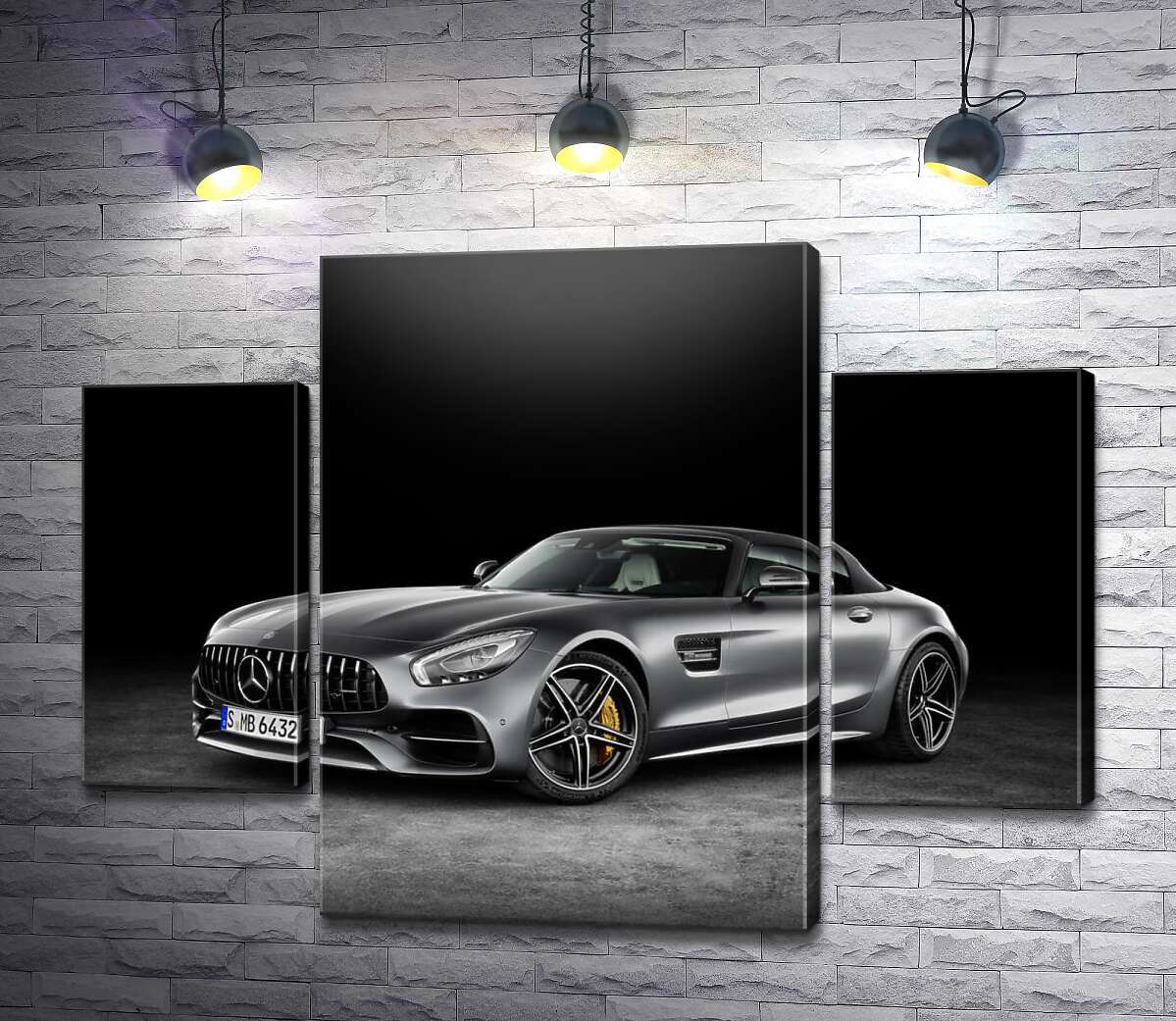 модульная картина Серебристый автомобиль Mercedes-Benz GT (Модуль №5)