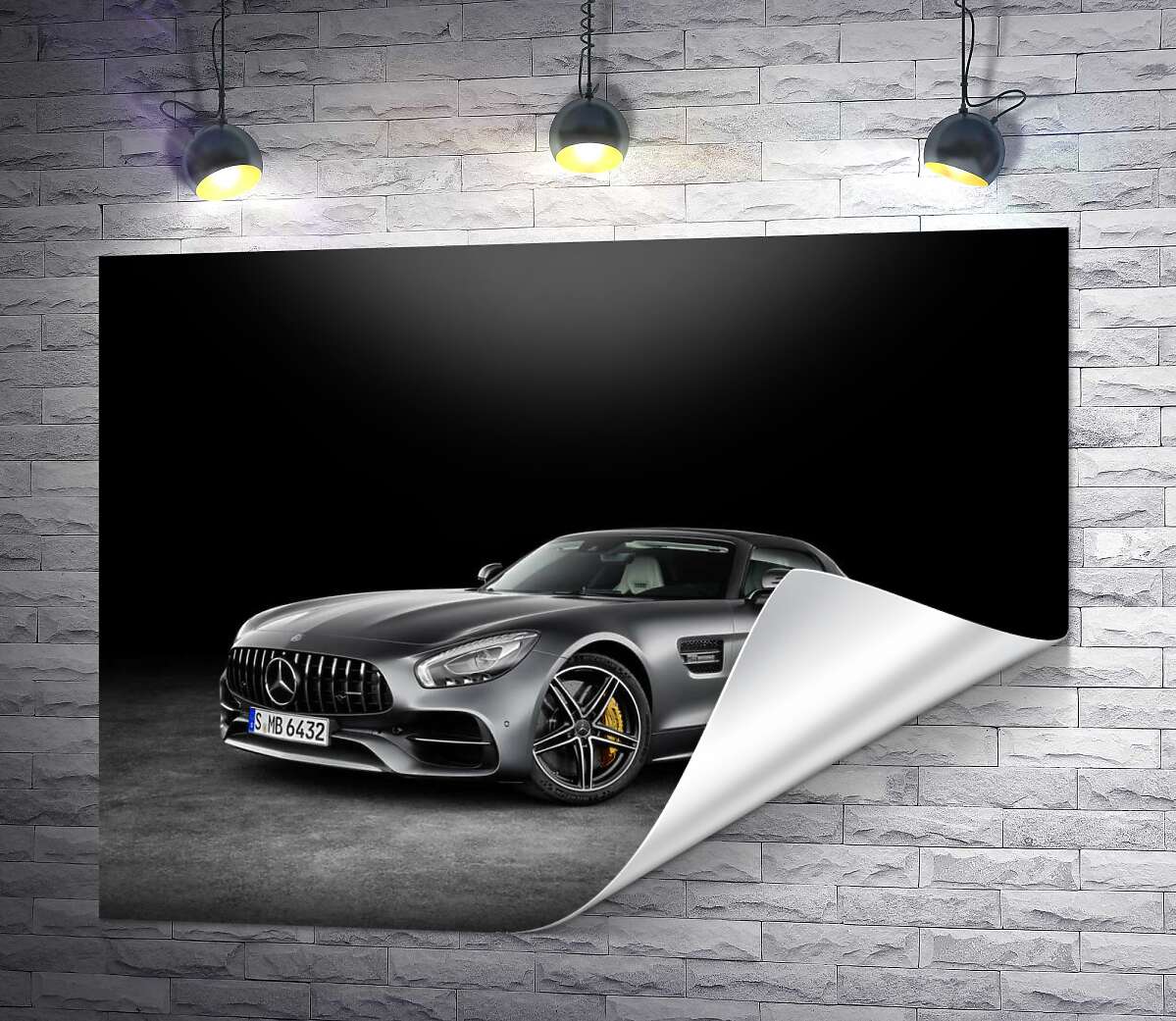 друк Сріблястий автомобіль Mercedes-Benz GT