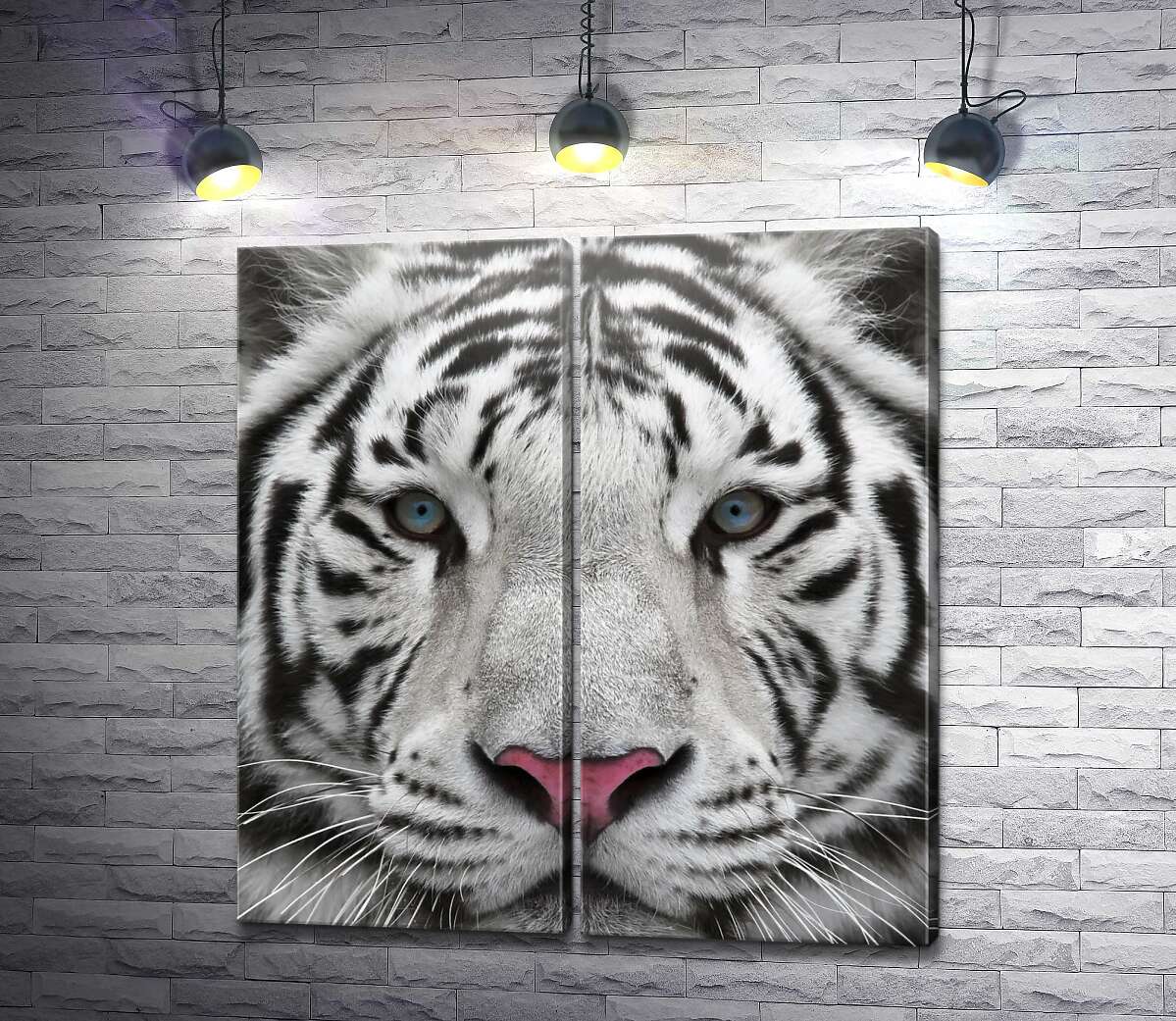 модульная картина Полосатая морда белого тигра