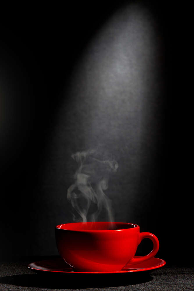 картина-постер Красная чашка горячего чая