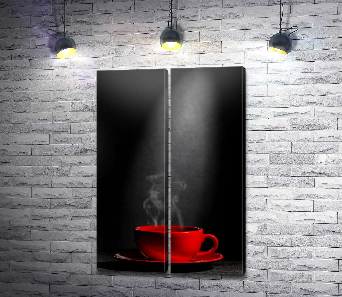 модульна картина Червона чашка гарячого чаю