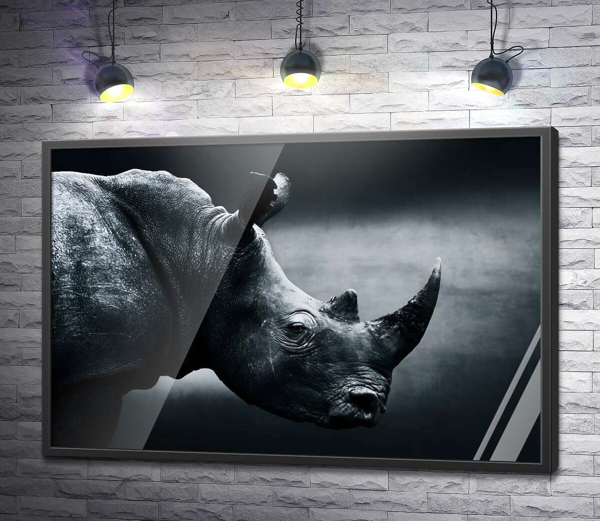 постер Черно-белый портрет носорога