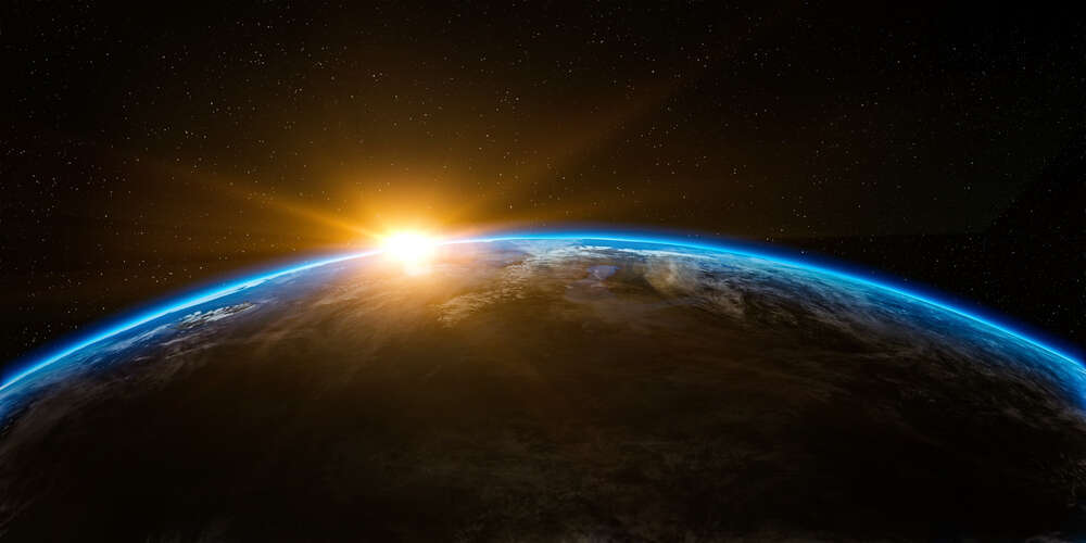 картина-постер Закат солнца из космоса