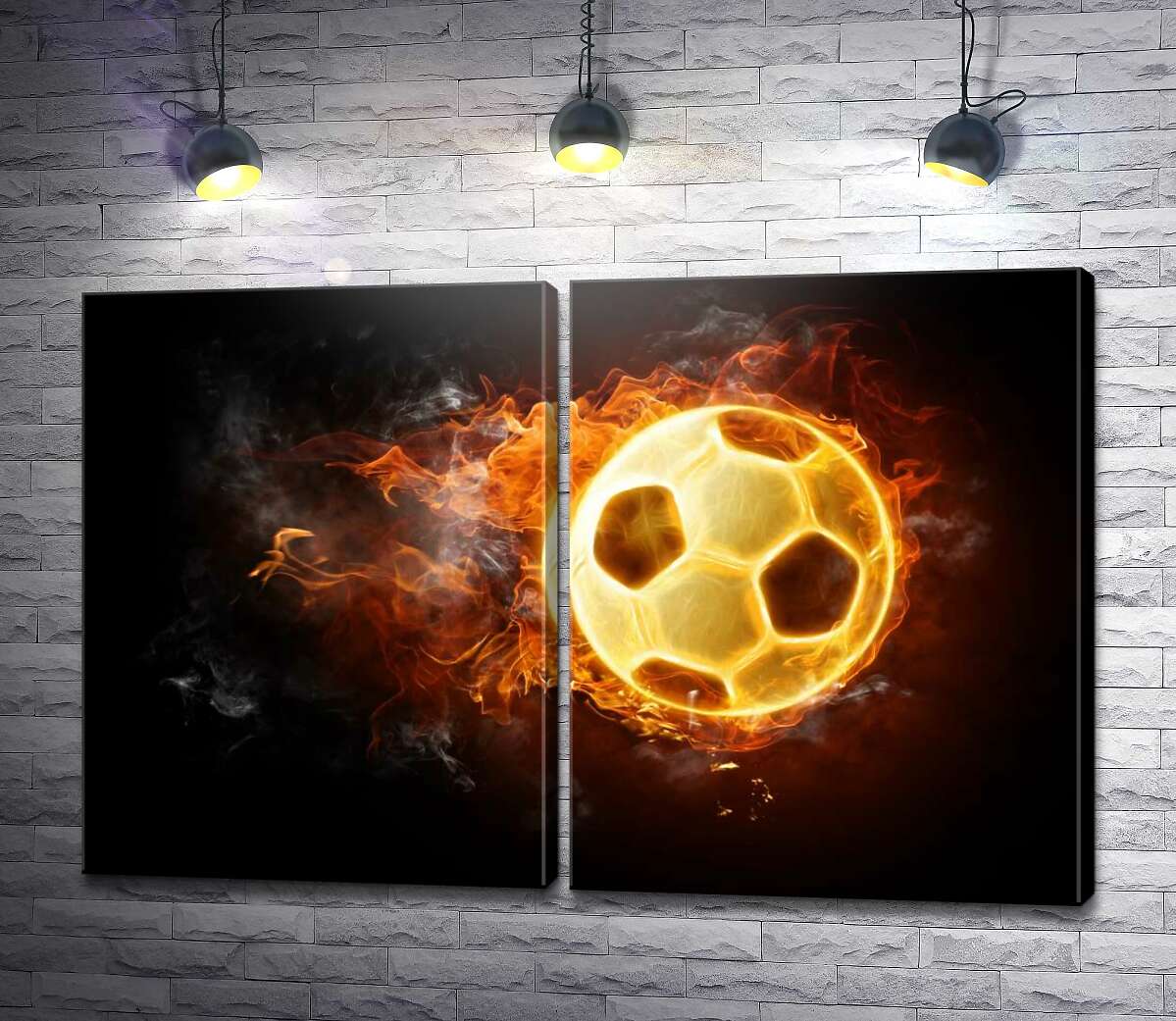 модульная картина Футбольный мяч в огне
