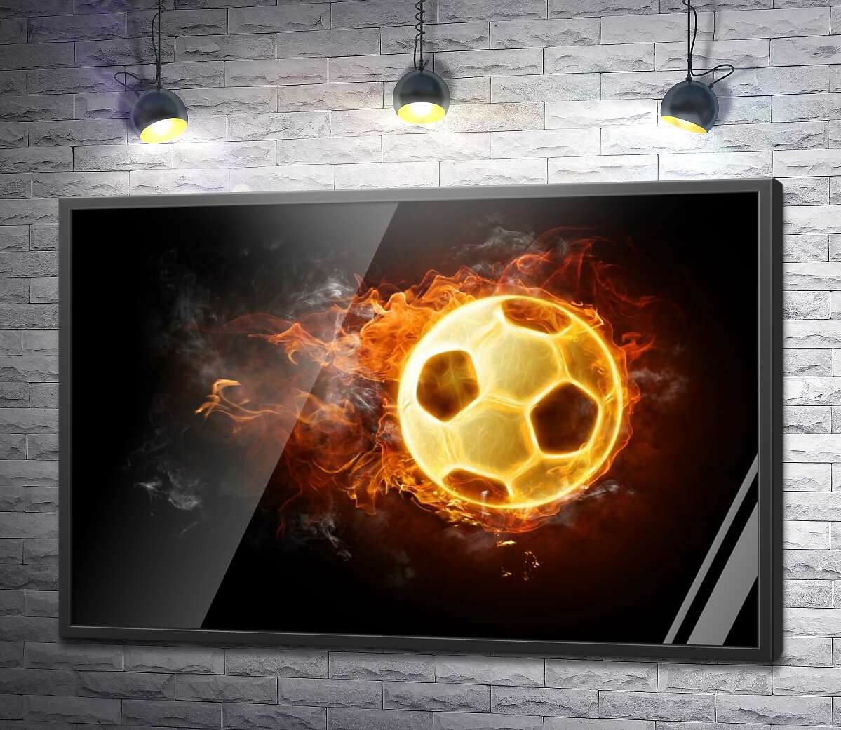 постер Футбольный мяч в огне