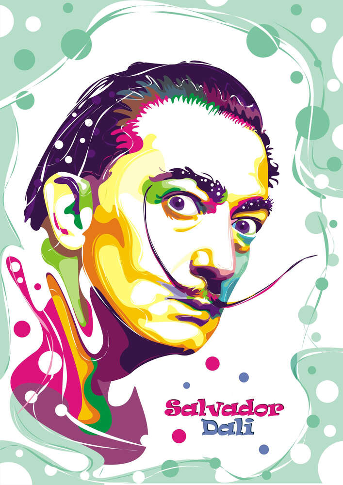 картина-постер Портрет Сальвадора Дали в ярких красках