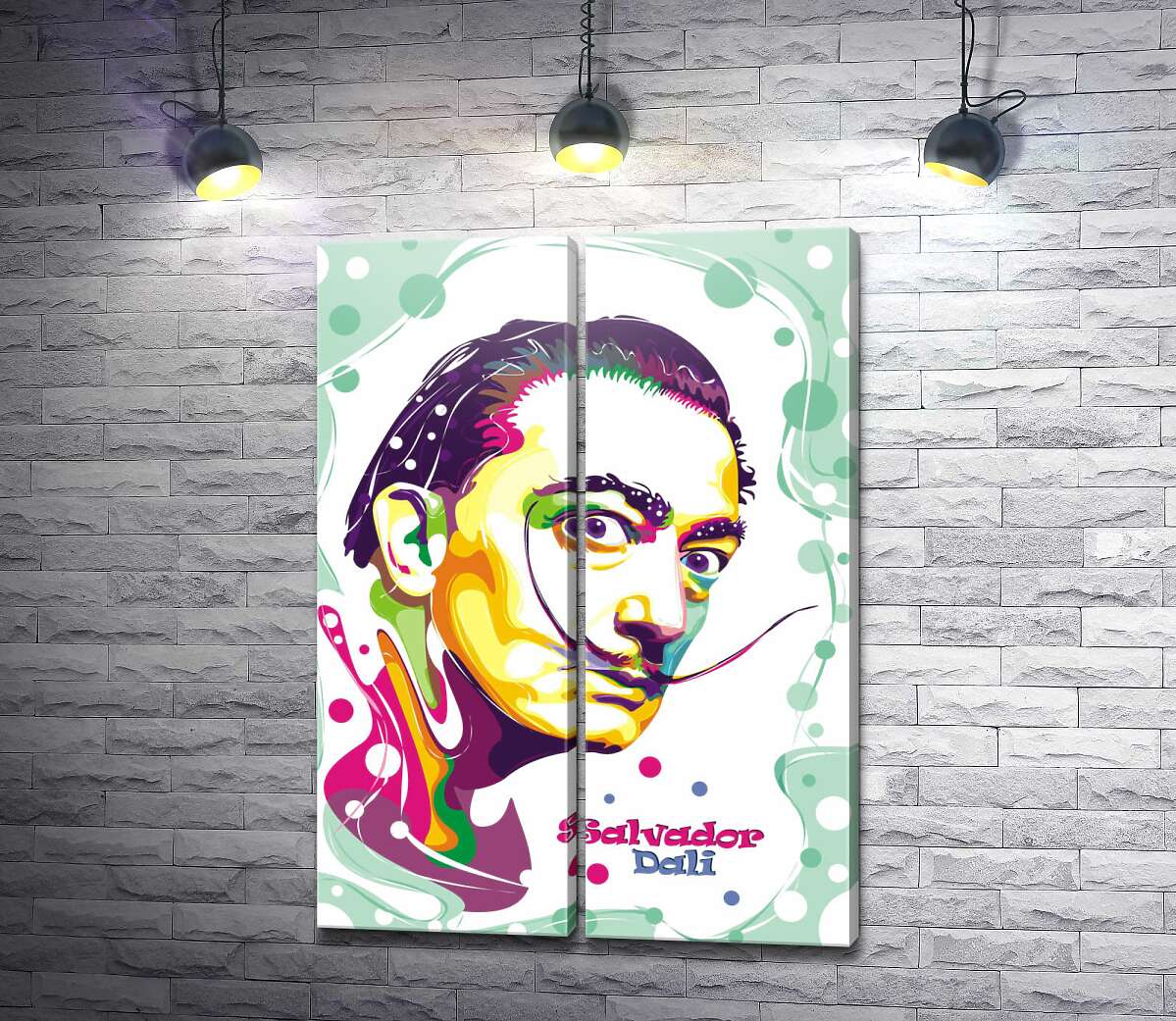 модульна картина Портрет Сальвадора Далі в яскравих фарбах
