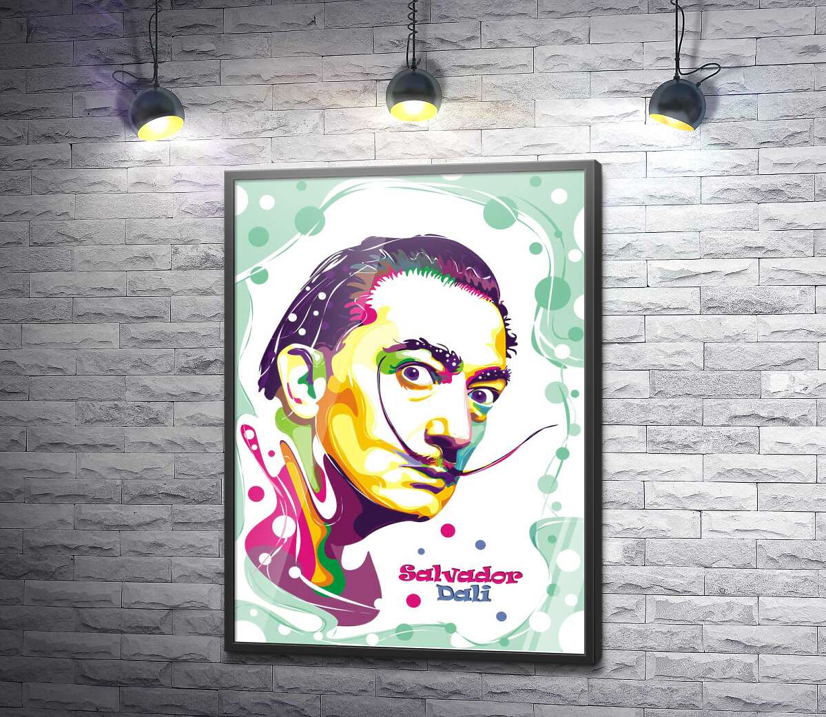 постер Портрет Сальвадора Далі в яскравих фарбах