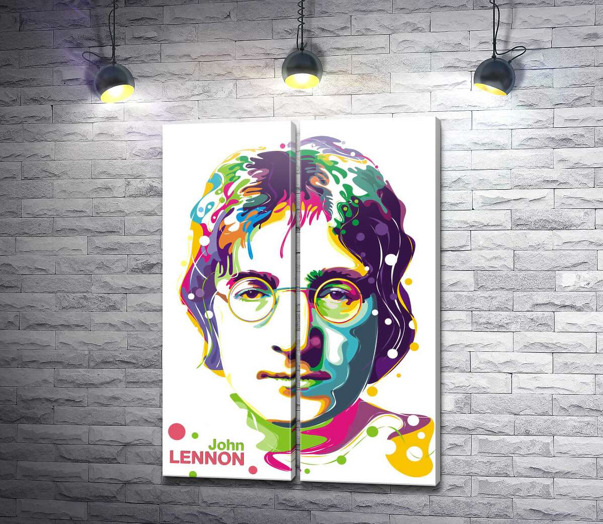 модульная картина Портрет Джона Леннона в ярких красках
