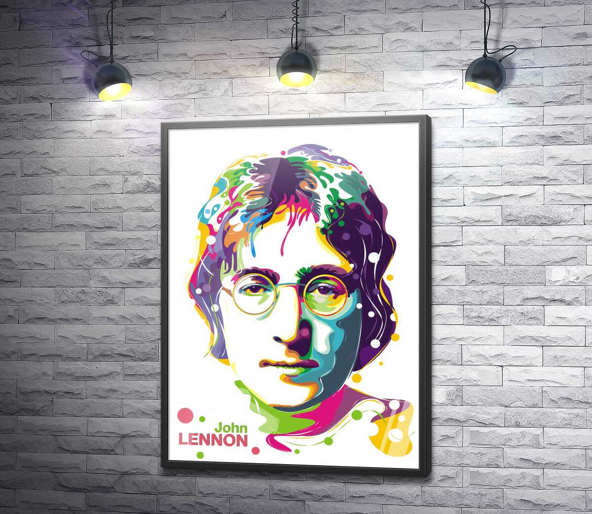 постер Портрет Джона Леннона в яскравих фарбах