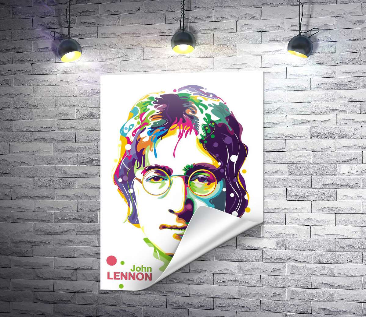 печать Портрет Джона Леннона в ярких красках