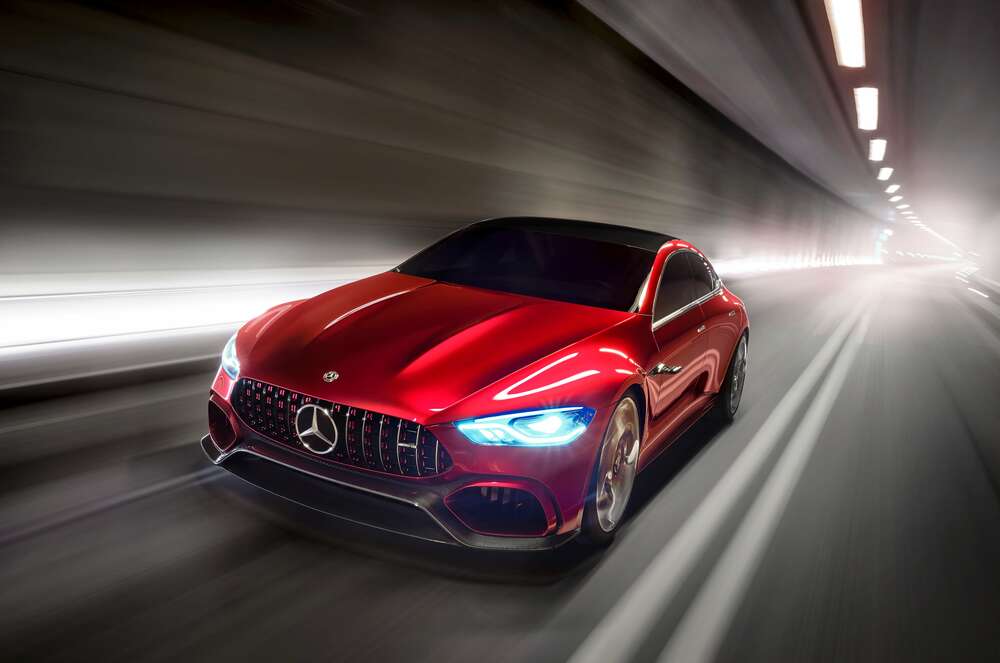 картина-постер Красный автомобиль Mercedes-Benz AMG GT