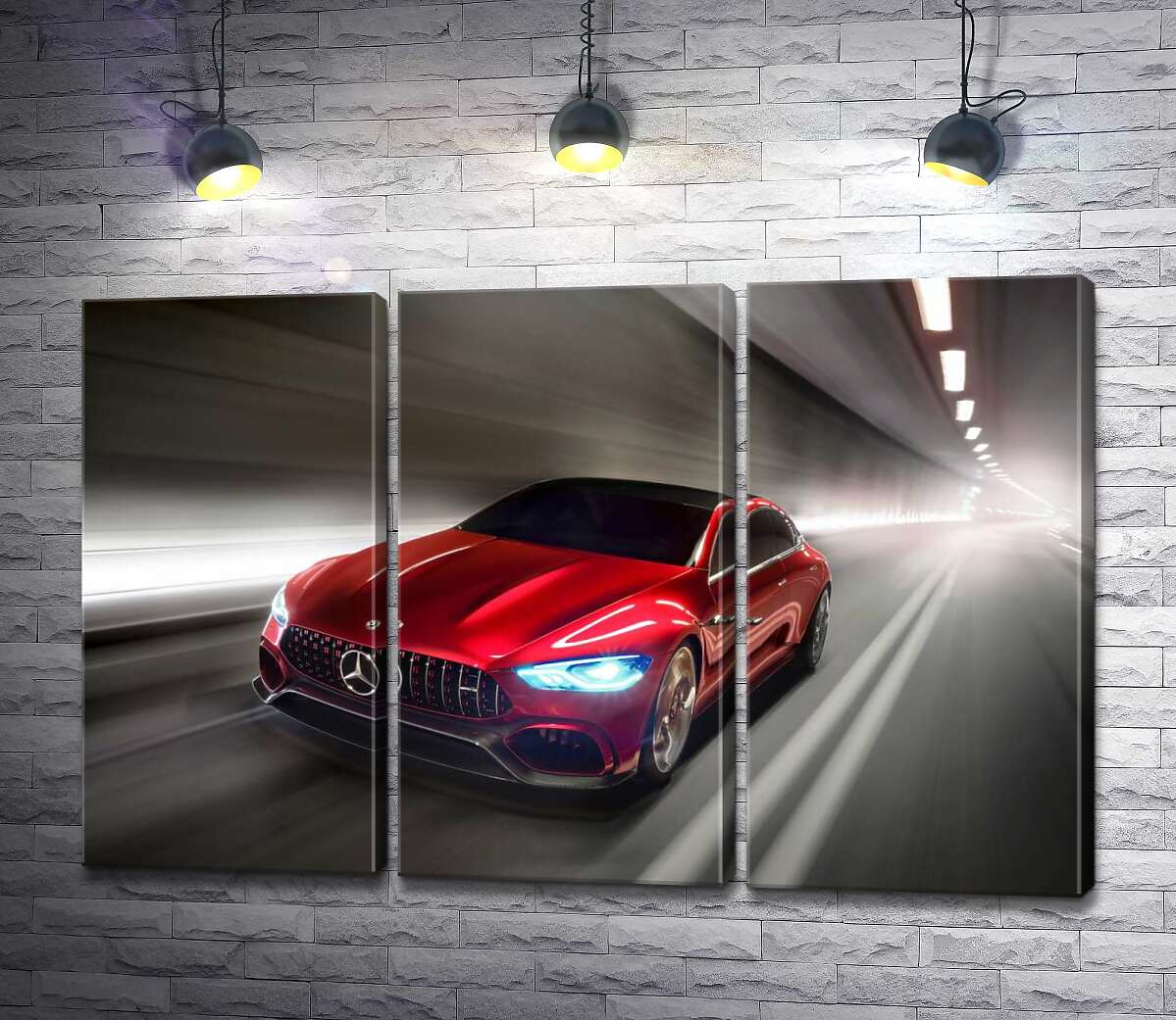 модульна картина Червоний автомобіль Mercedes-Benz AMG GT (Модуль №2)