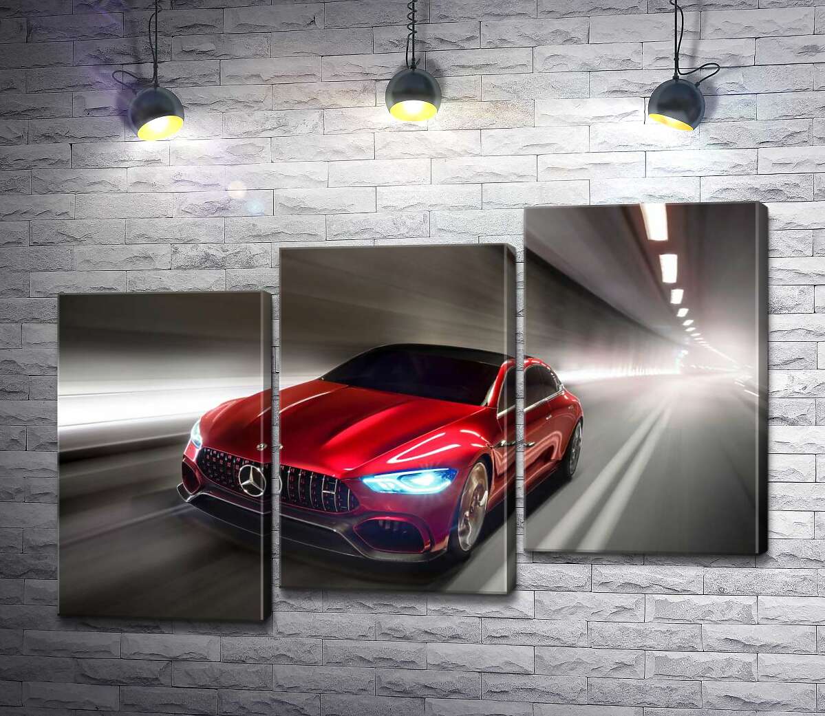 модульная картина Красный автомобиль Mercedes-Benz AMG GT (Модуль №14)