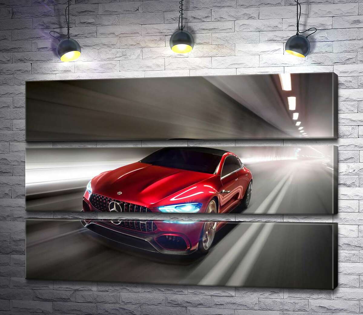 модульная картина Красный автомобиль Mercedes-Benz AMG GT (Модуль №15)