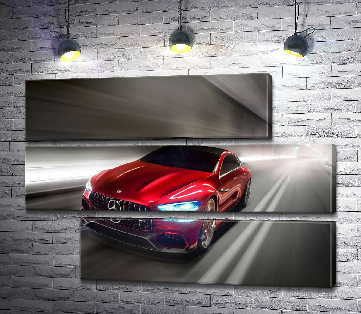 модульна картина Червоний автомобіль Mercedes-Benz AMG GT (Модуль №16)