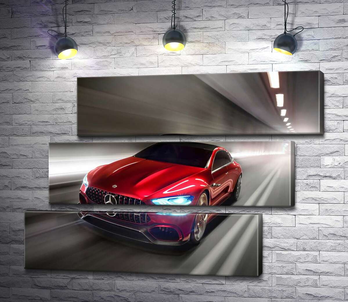 модульная картина Красный автомобиль Mercedes-Benz AMG GT (Модуль №17)
