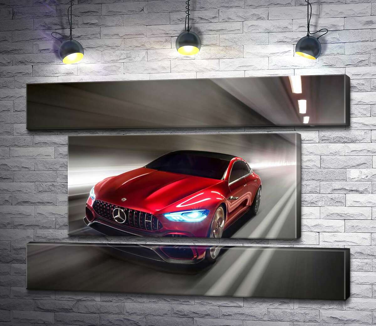 модульна картина Червоний автомобіль Mercedes-Benz AMG GT (Модуль №18)