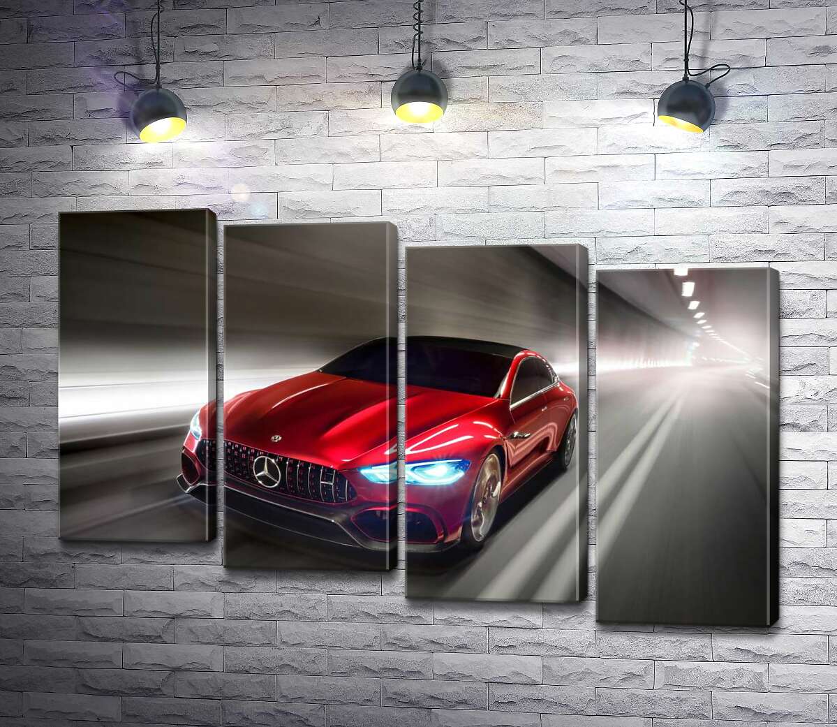модульна картина Червоний автомобіль Mercedes-Benz AMG GT (Модуль №19)
