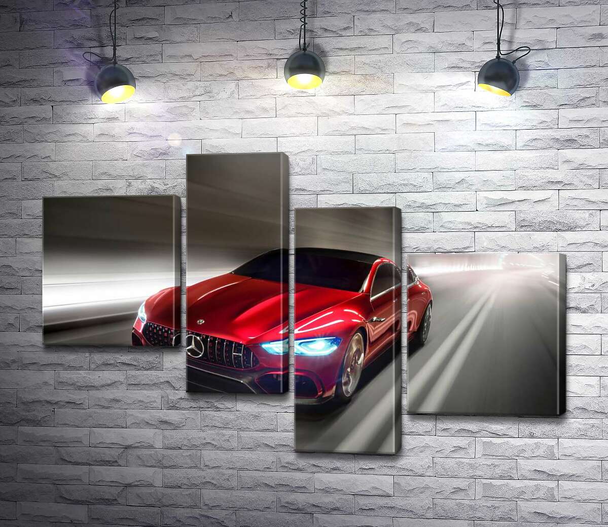 модульна картина Червоний автомобіль Mercedes-Benz AMG GT (Модуль №21)