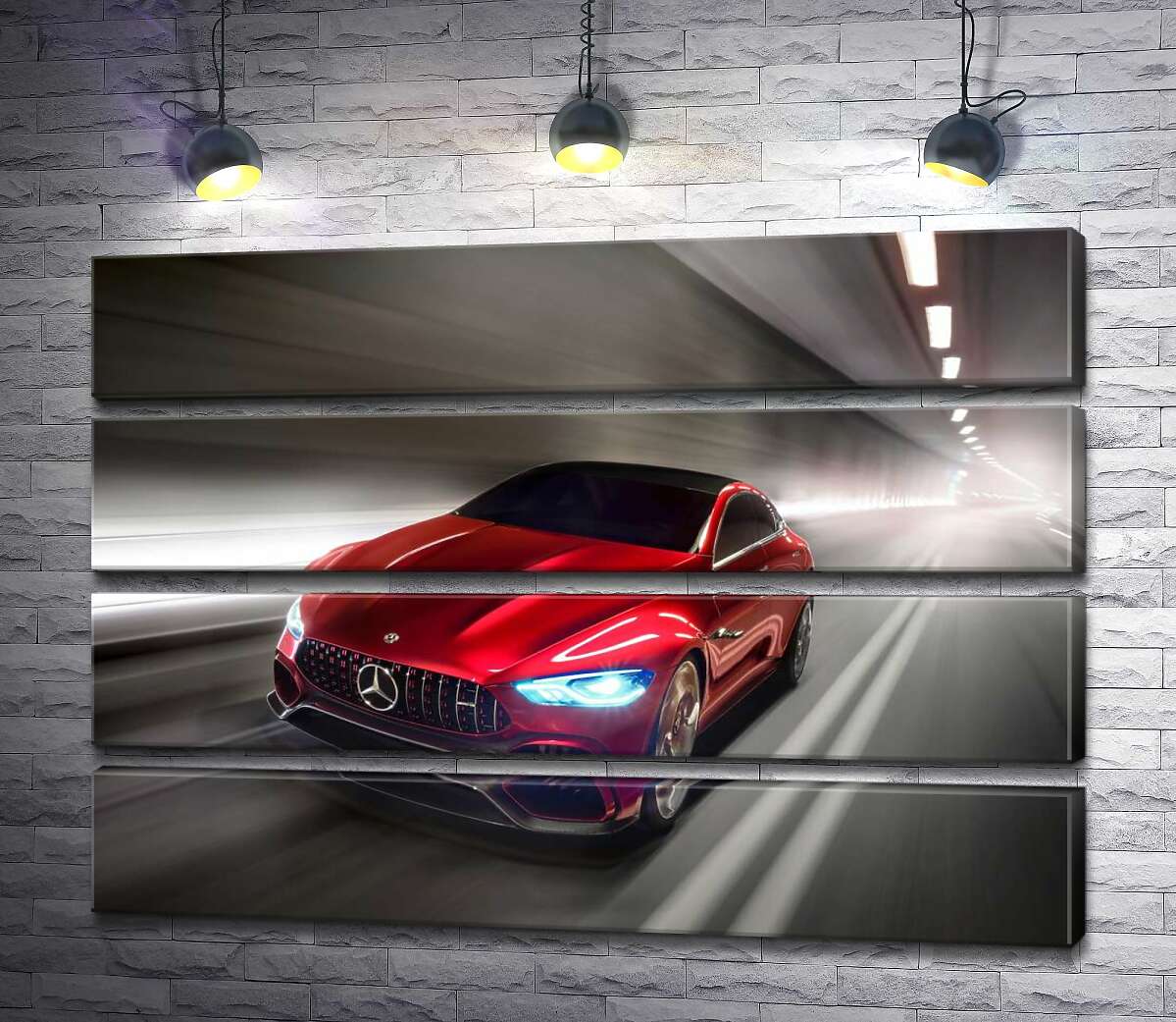 модульная картина Красный автомобиль Mercedes-Benz AMG GT (Модуль №22)