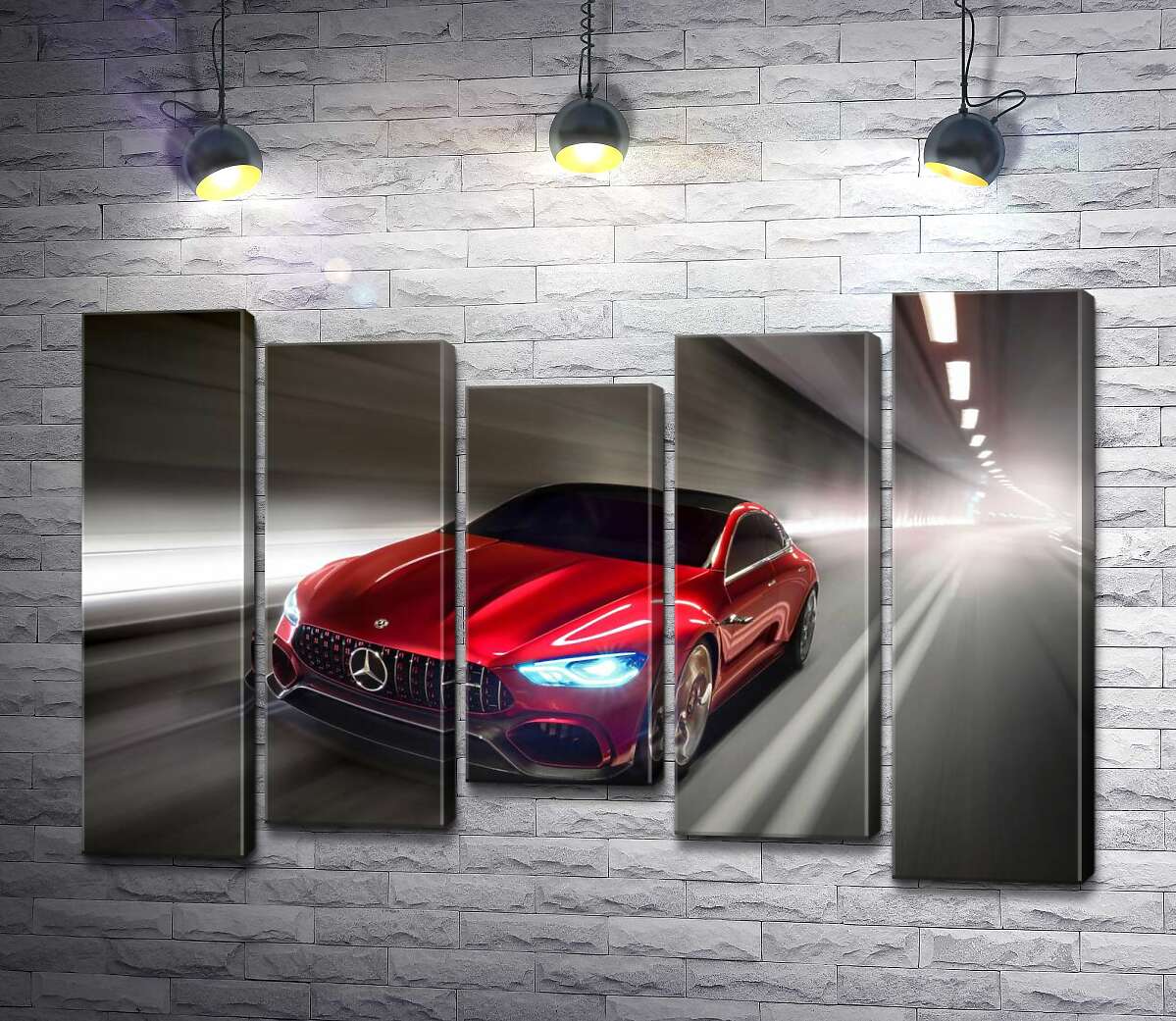 модульна картина Червоний автомобіль Mercedes-Benz AMG GT (Модуль №27)