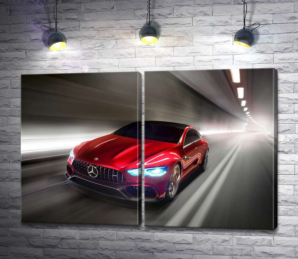 модульная картина Красный автомобиль Mercedes-Benz AMG GT