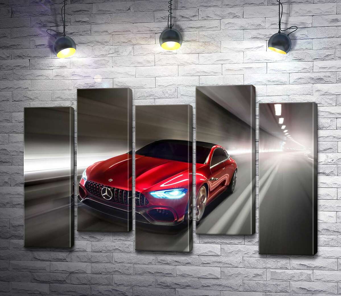 модульная картина Красный автомобиль Mercedes-Benz AMG GT (Модуль №30)