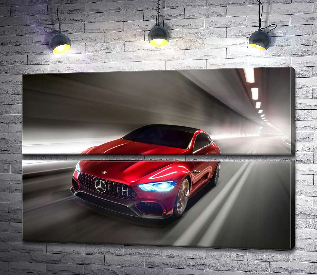 модульна картина Червоний автомобіль Mercedes-Benz AMG GT (Модуль №7)