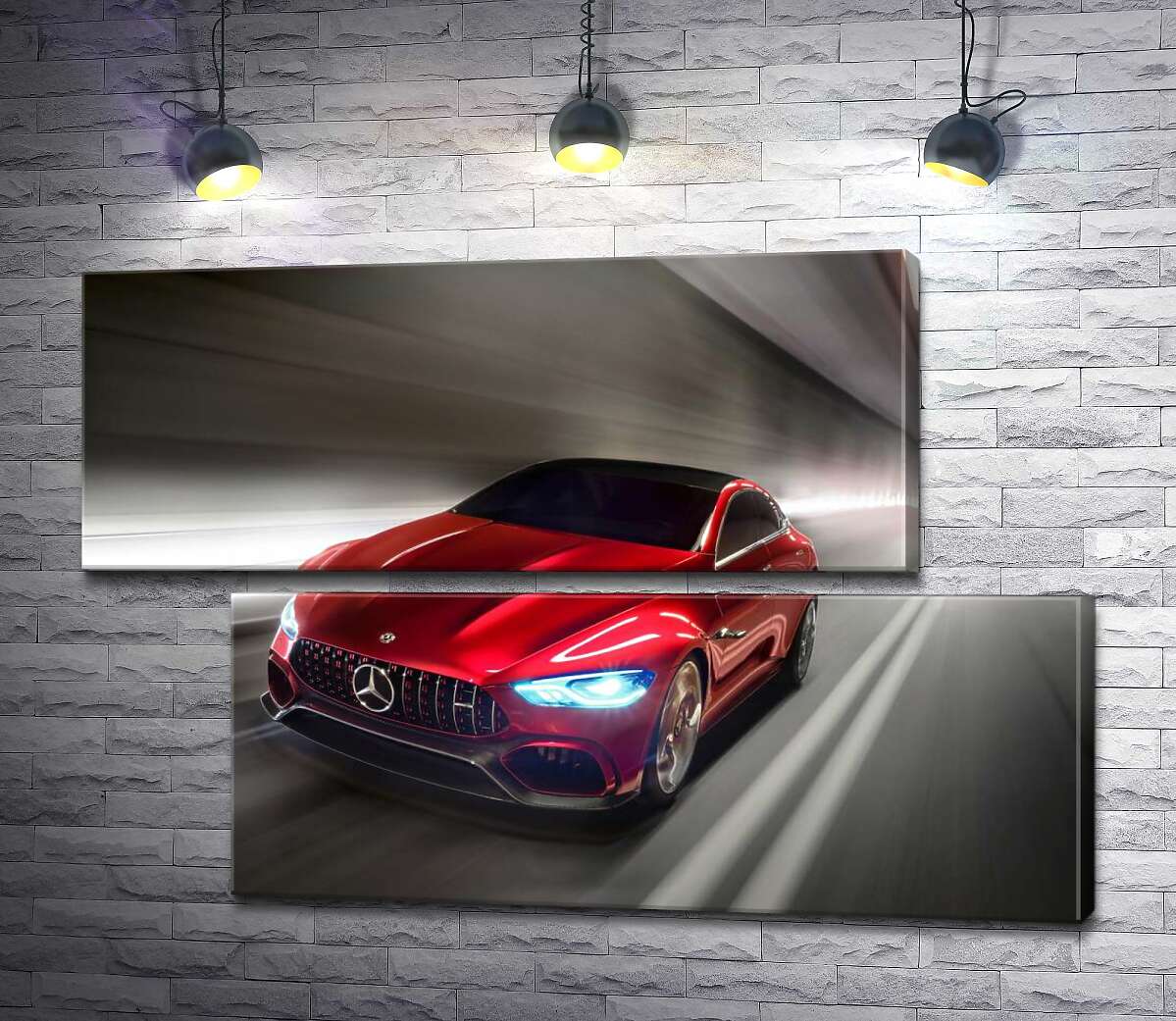 модульная картина Красный автомобиль Mercedes-Benz AMG GT (Модуль №8)