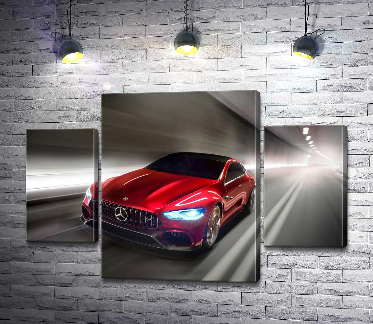 модульна картина Червоний автомобіль Mercedes-Benz AMG GT (Модуль №5)