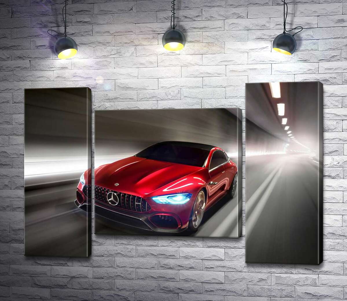 модульная картина Красный автомобиль Mercedes-Benz AMG GT (Модуль №11)
