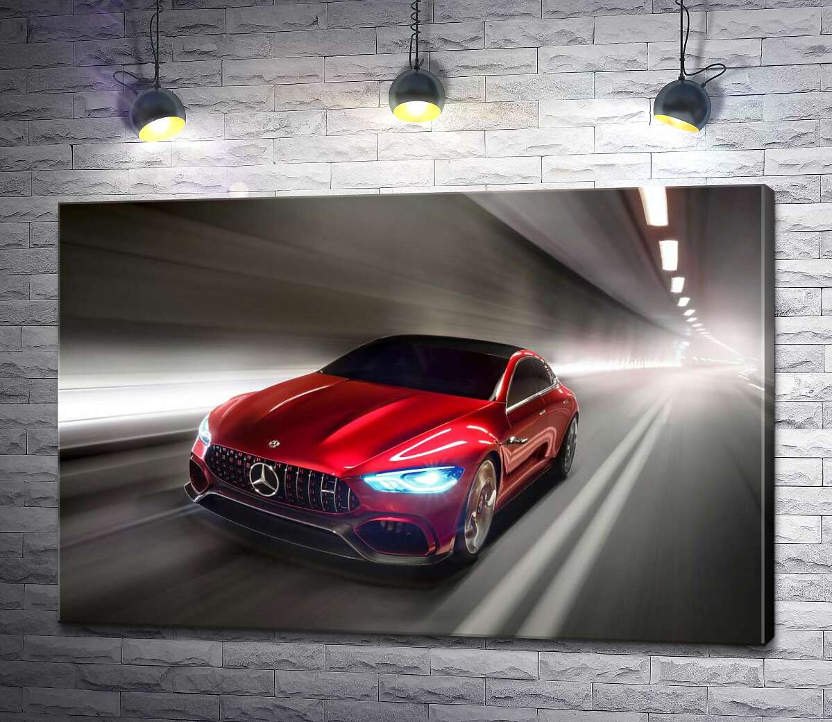 картина Красный автомобиль Mercedes-Benz AMG GT