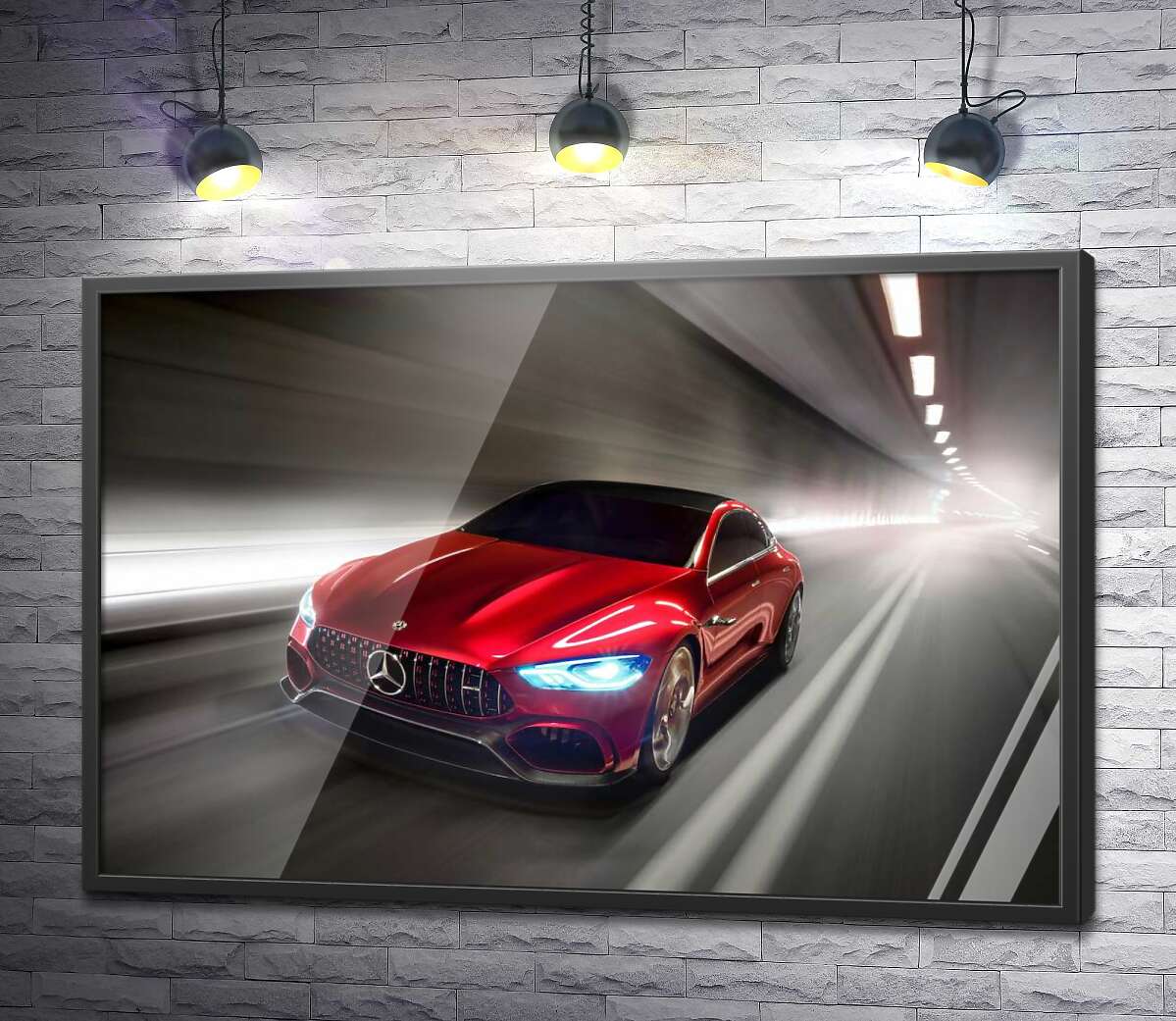 постер Красный автомобиль Mercedes-Benz AMG GT